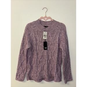 NWT Kut From The Kloth Sweater Sz Sm Pullover Cable Knit Wool Blend Purple Cotta